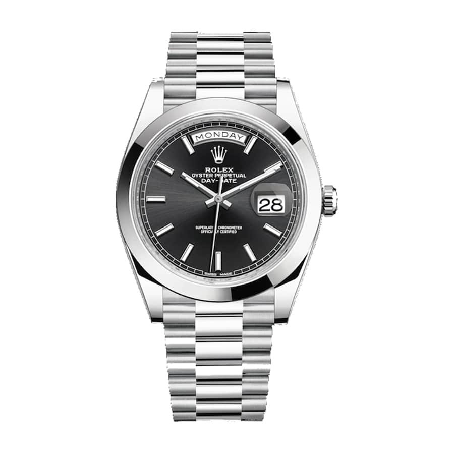 Rolex Day-Date 36 128239 Super Clone : 36mm White Gold Diagonal Black Dial