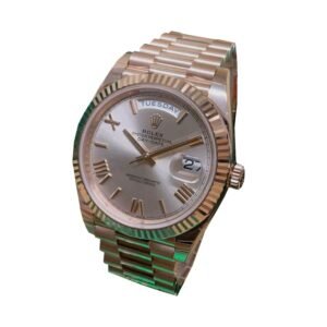 Rolex Day-Date 228235 AR Super Clone : 40mm Rose Gold Wrapped Rhodium Dial President with Caliber 3255