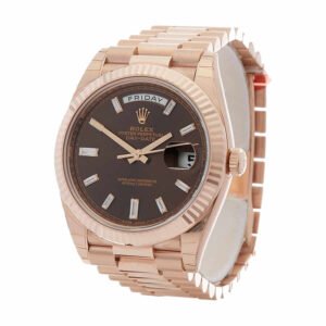Rolex Day-Date 228235 Super Clone : 40mm Everose Gold Chocolate Diamond Dial with Caliber 3255