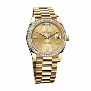 Rolex Day-Date 228348RBR KW Super Clone: 40mm Yellow Gold Diamond Bezel Champagne Dial President