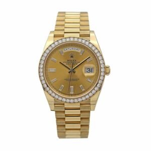 Rolex Day-Date 228348RBR KW Super Clone: 40mm Yellow Gold Diamond Bezel Champagne Dial President