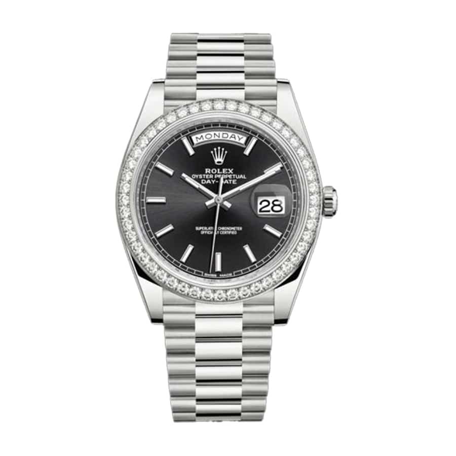 Rolex Day-Date 40 228238 Super Clone : 40mm Yellow Gold Black Diamond Dial