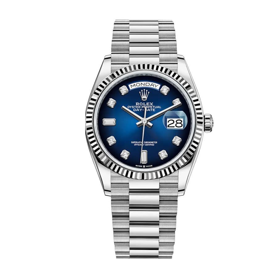Rolex Day-Date 128239 Super Clone: 36mm White Gold Blue Diamond Dial President