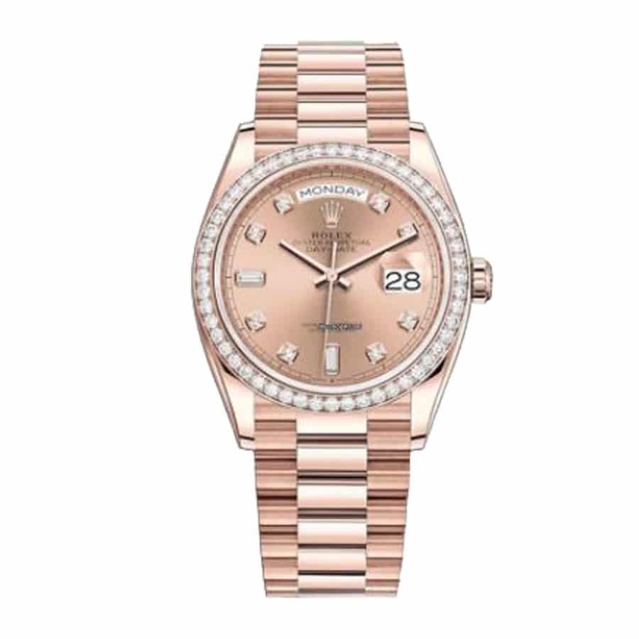 Rolex Day-Date 36 128235 Super Clone : 36mm Everose Gold Pink Diamond Dial