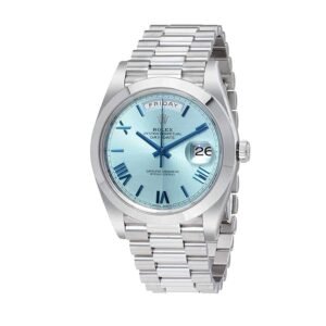 Rolex Oyster Day-Date 40 228206 Super Clone : 40mm Platinum Ice Blue Roman Dial