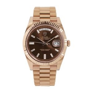 Rolex Day-Date 228235 Super Clone : 40mm Everose Gold Chocolate Diamond Dial with Caliber 3255