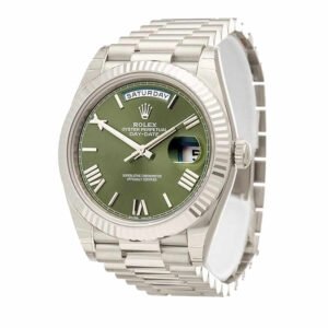Rolex Day-Date 40 228239 Super Clone : 40mm White Gold Olive Green Dial