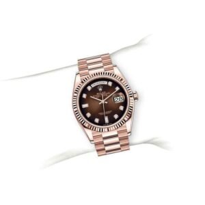Rolex Day-Date 128235-0037 Super Clone : 36mm Everose Gold Brown Ombré Diamond Dial with Caliber 3255