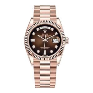 Rolex Day-Date 128235-0037 Super Clone : 36mm Everose Gold Brown Ombré Diamond Dial with Caliber 3255