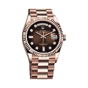 Rolex Day-Date 128235-0037 Super Clone : 36mm Everose Gold Brown Ombré Diamond Dial with Caliber 3255
