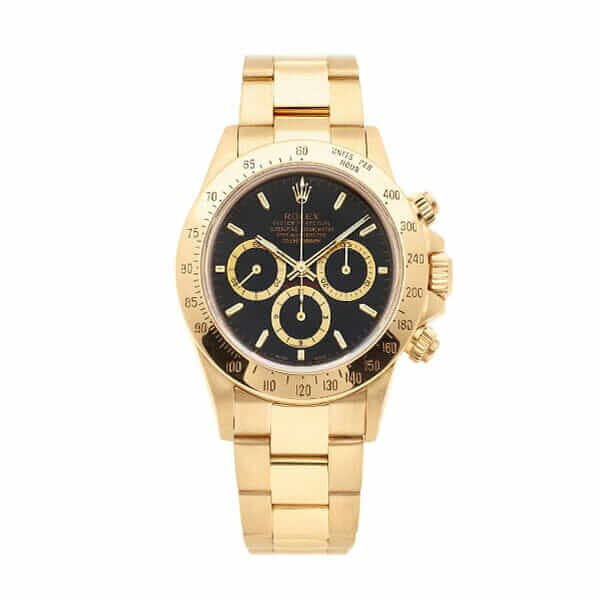 Rolex Daytona 16528 Super Clone: 40mm Yellow Gold Black Dial Cosmograph