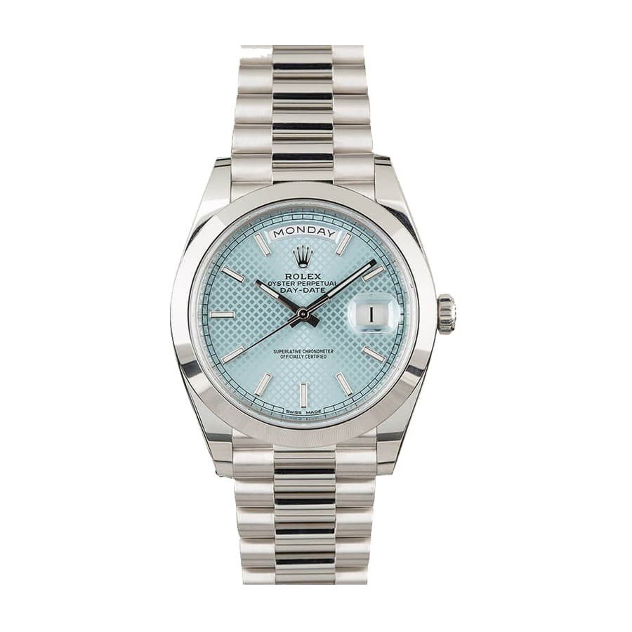 Rolex Day-Date 40 228206 Super Clone : 40mm Platinum Ice Blue Index Dial