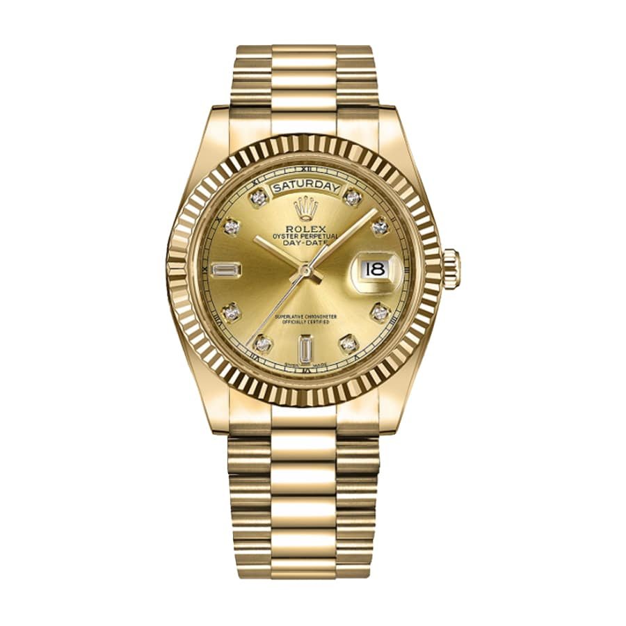 Rolex Day-Date II 218238 Super Clone : 41mm Yellow Gold Champagne Dial