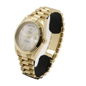 Rolex Day-Date II 218238 Super Clone : 41mm Yellow Gold Silver White Dial