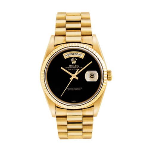 Rolex Day-Date 18038 Super Clone : 36mm Yellow Gold Onyx Dial