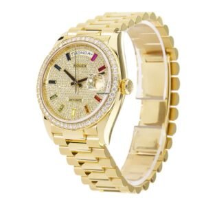 Rolex Day-Date 36 128348RBR-0030 Super Clone : 36mm Yellow Gold Pave Diamond Dial