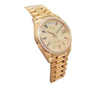 Rolex Day-Date 36 128348RBR-0030 Super Clone : 36mm Yellow Gold Pave Diamond Dial