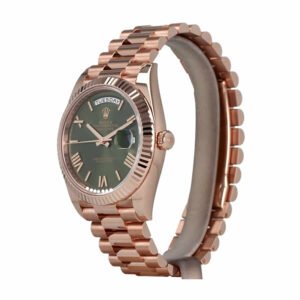 Rolex Day-Date 40 228235 Super Clone : 40mm Everose Gold President Green Roman Dial