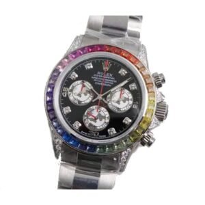 Rolex Cosmograph Daytona 116509 Super Clone: 40mm White Gold Black Diamond Dial