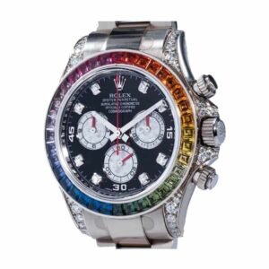 Rolex Cosmograph Daytona 116509 Super Clone: 40mm White Gold Black Diamond Dial
