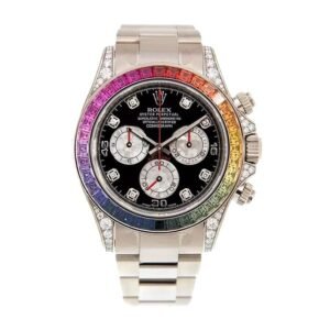 Rolex Cosmograph Daytona 116509 Super Clone: 40mm White Gold Black Diamond Dial