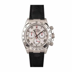 Rolex Daytona 116519 Super Clone: 40mm White Gold White Roman Dial