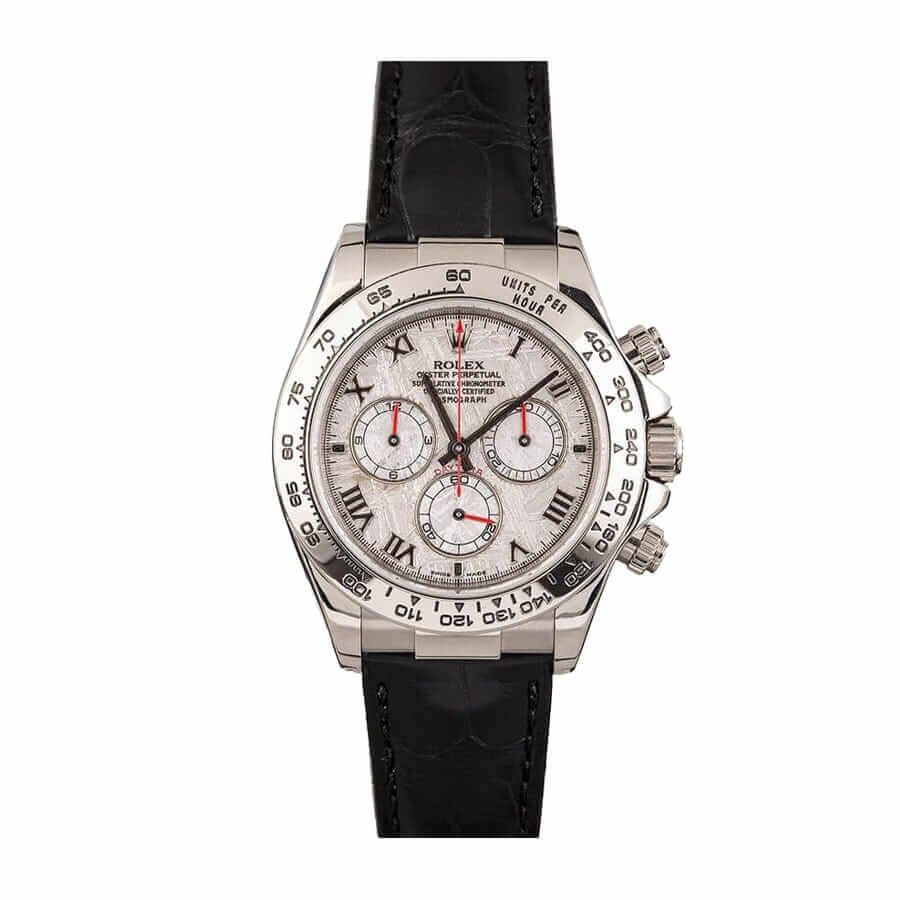 Rolex Daytona 116519 Super Clone: 40mm White Gold White Roman Dial