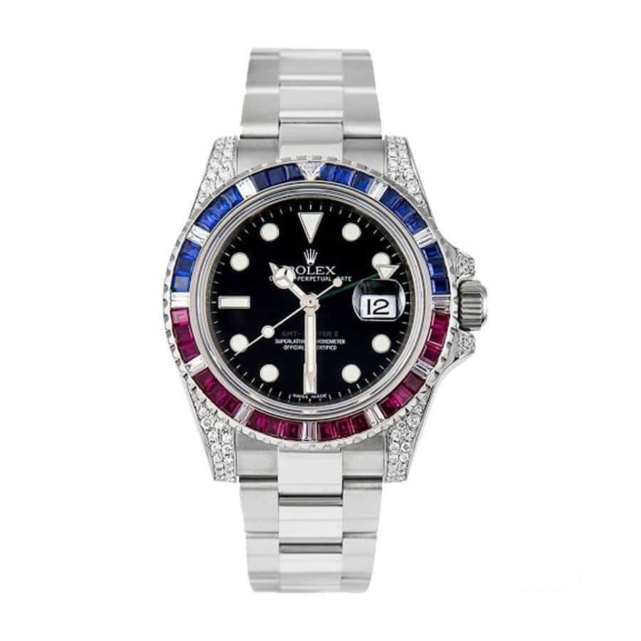 Rolex GMT-Master II Super Clone: White Gold Diamond Bezel 40mm