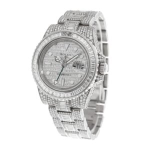 Rolex GMT-Master II 116769TBR Super Clone: White Gold Full Diamond 40mm Pavé Dial