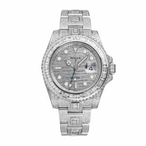 Rolex GMT-Master II 116769TBR Super Clone: White Gold Full Diamond 40mm Pavé Dial