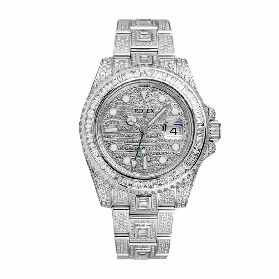 Rolex GMT-Master II 116769TBR Super Clone: White Gold Full Diamond 40mm Pavé Dial