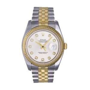 Rolex Datejust 36 16233 Super Clone : Two-Tone Steel Gold Fluted Bezel Mother of Pearl Dial