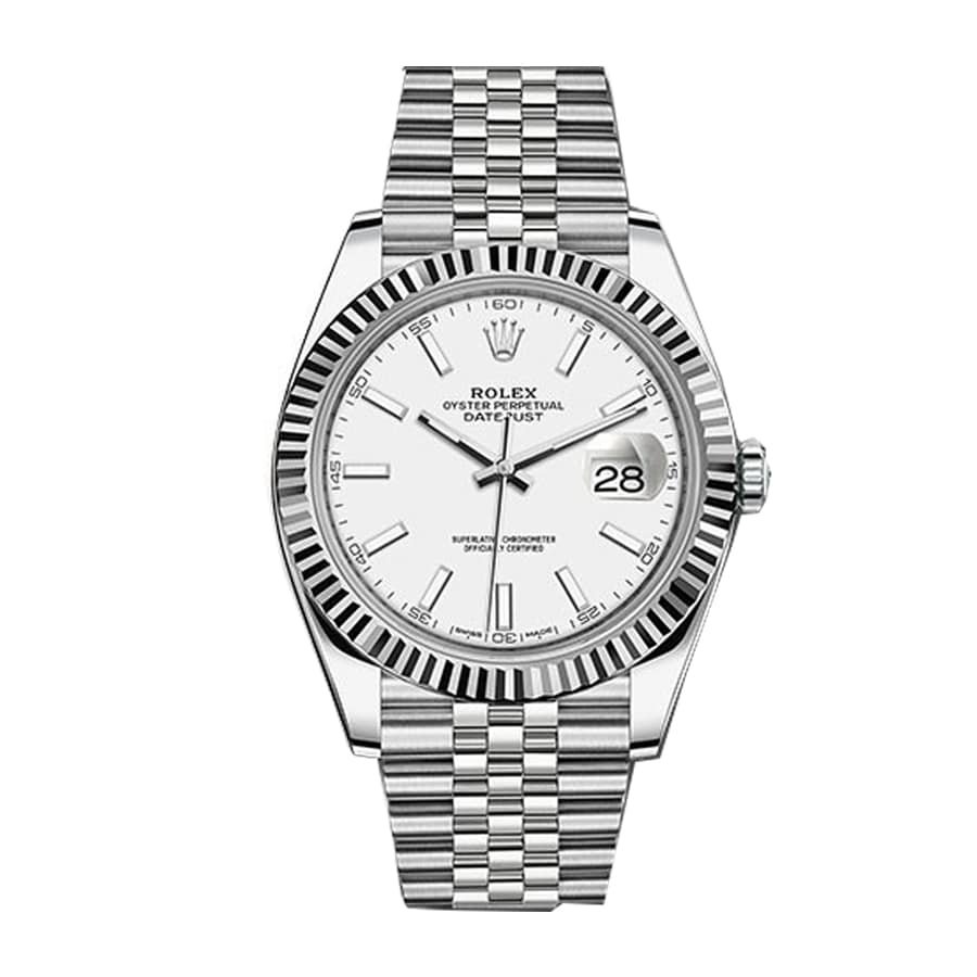 Rolex Datejust 41 126334 Super Clone White Rolesor White Dial Jubilee