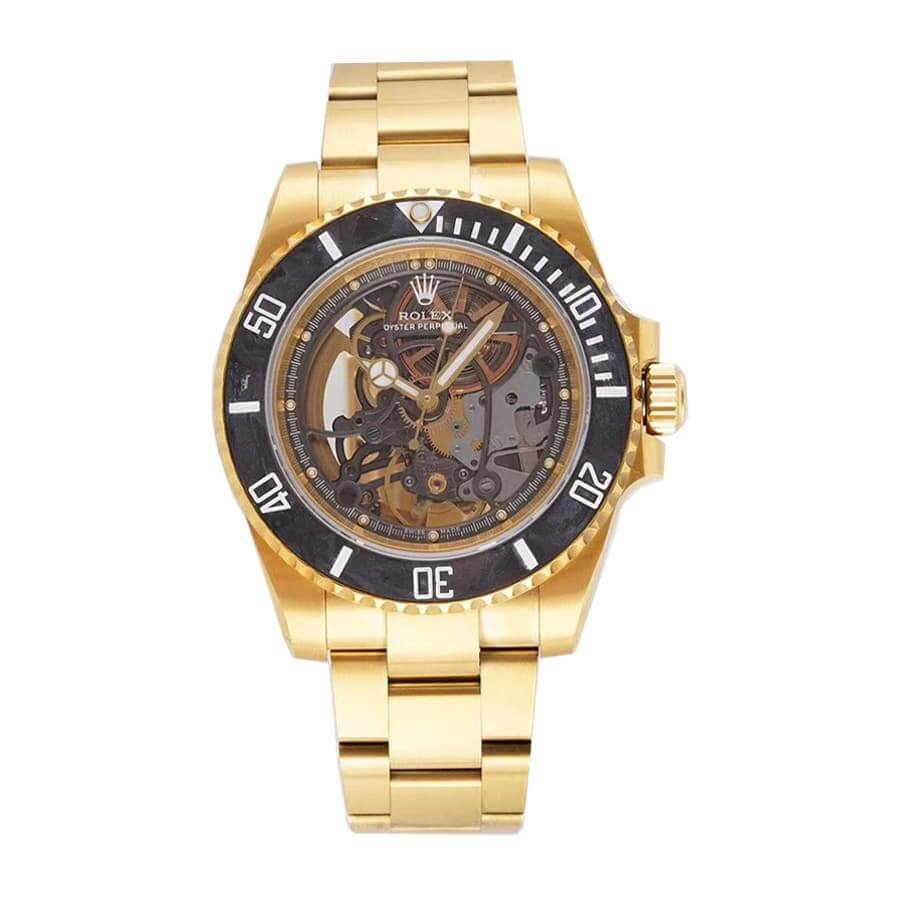 Rolex Oyster Perpetual 114200 Super Clone : Gold Skeleton Dial 34mm