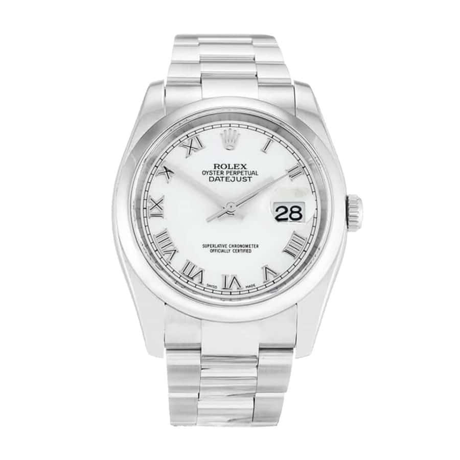 Rolex Datejust 116200 Super Clone : Steel Smooth Bezel White Dial 36mm