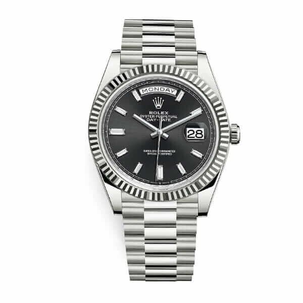 Rolex Day-Date 40 228239 Super Clone : 40mm White Gold Silver Dial