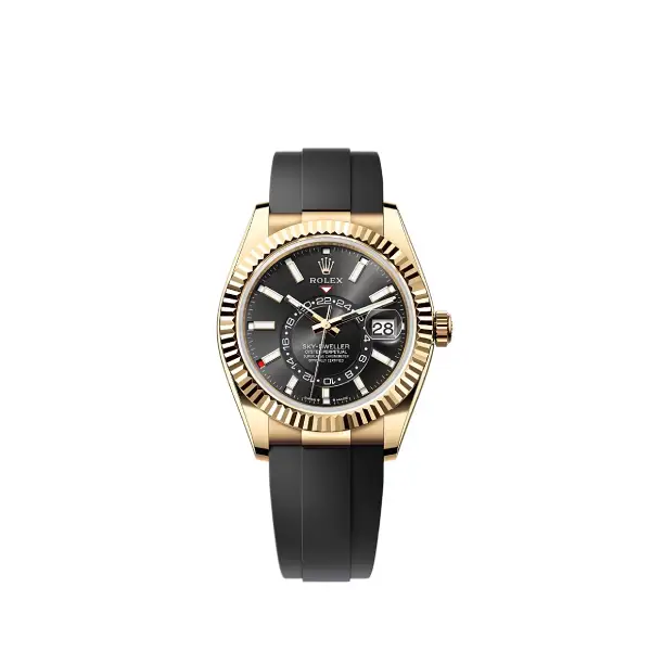 Rolex Sky-Dweller 326235 Super Clone : Everose Gold Black Dial 42mm Oysterflex