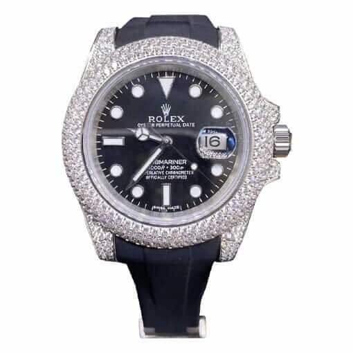 Rolex Submariner 116336 Super Clone : White Gold Diamond Bezel Black Dial