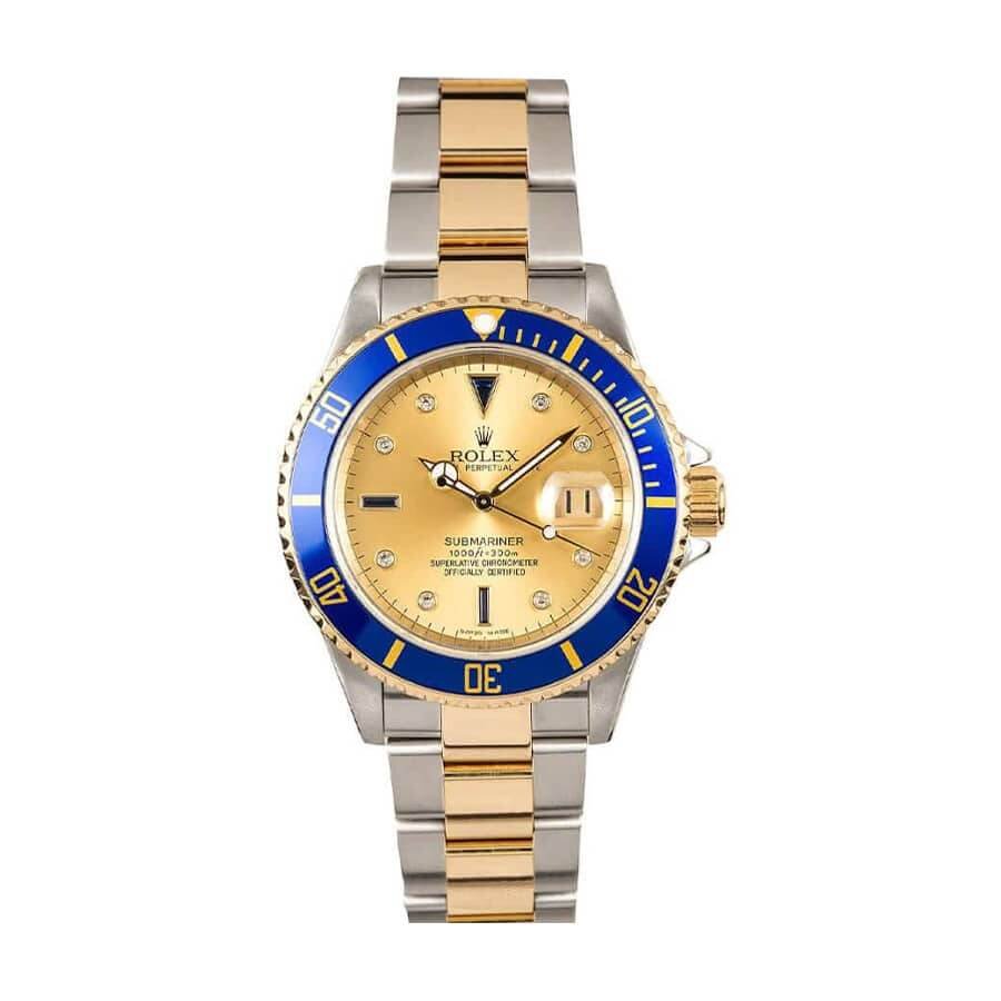 Rolex Submariner 16613 Super Clone : Two-Tone Serti Diamond Dial 40mm