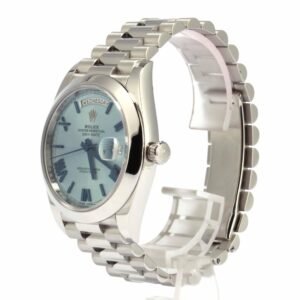 Rolex Oyster Day-Date 40 228206 Super Clone : 40mm Platinum Ice Blue Roman Dial