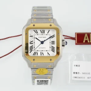 AF Factory Cartier Santos de Cartier Medium Automatic Watch Two-Tone Stainless Steel and Yellow Gold Roman Dial W5200028