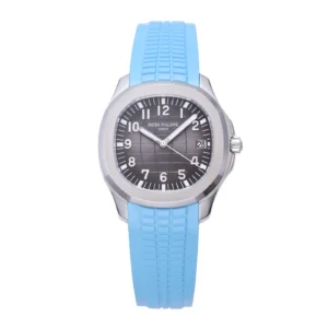3K Factory Patek Philippe Aquanaut Grey Dial Blue Rubber Strap Stainless Steel Watch