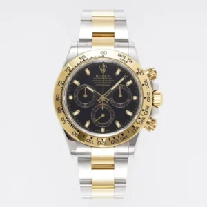 Rolex Daytona 4130 – Two-Tone Gold/Steel, Black Dial, Luxury Chronograph Watch