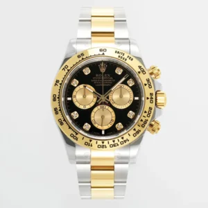 Rolex Daytona Watch – Two-Tone Stainless Steel and Gold, Black Dial, Chronograph Style