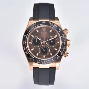 VS Factory Rolex Daytona Watch with Black Rubber Strap, Brown Dial, and Exquisite Craftsmanship