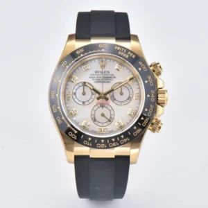 Rolex Daytona Clean Factory 116518 Gold Engraved Natural Cloud Mother-of-Pearl Dial Watches with Black Rubber Strap