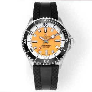 BLS Factory Breitling SuperOcean Automatic Orange Dial Black Rubber Strap Men’s Dive Watch