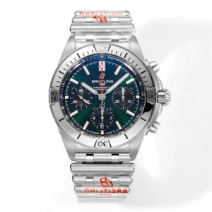 BLS Factory Breitling Chronomat Automatic Chronograph Watch with Green Dial and Stainless