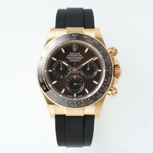 Rolex Daytona Watch – Gold with Black Dial and Rubber Strap – Limited Stock