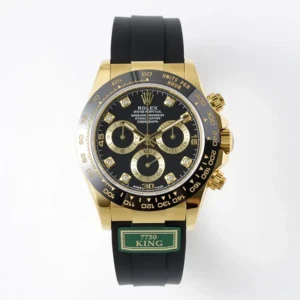 Rolex Daytona – Gold & Black Rubber Strap, Premium Watches Replica